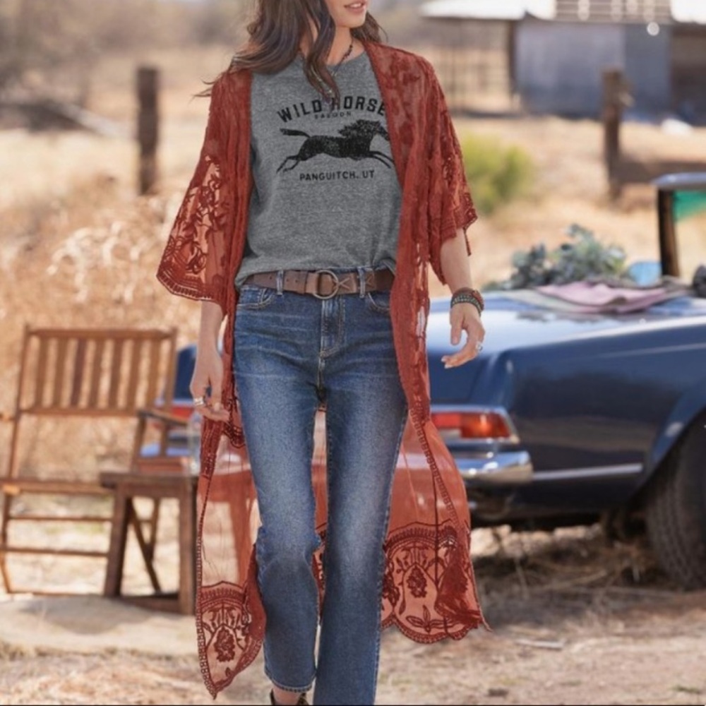 New Caldero Lace Western Kimono Duster